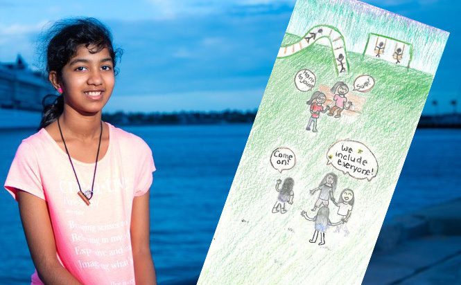 Surendra with her winning bookmark design