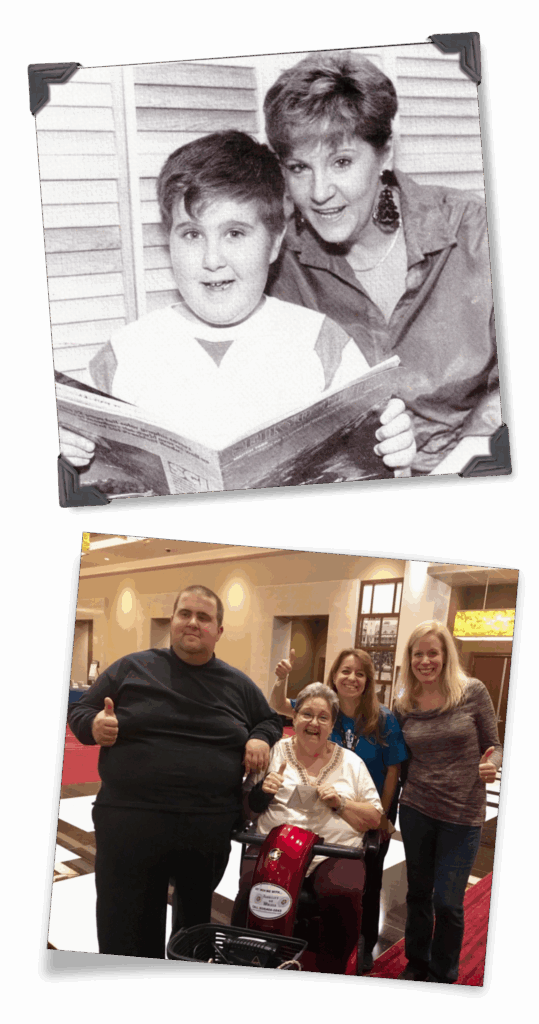 Chris Gagliardi, an autistic New Jersey resident, as a teenager in the late 1990s with his mother, Lynda Grace Monahan, at an Autism New Jersey Annual Conference.